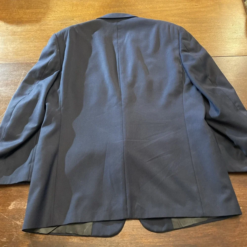 Pierre Cardin Blazer Mens 40L Navy‎ 100% Wool Brass Buttons Classic Sports Coat
